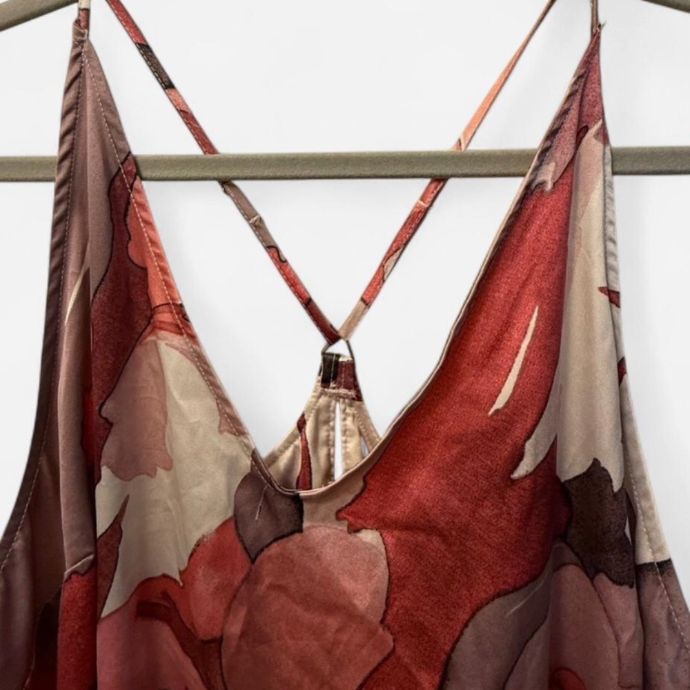 Stars Above Satin Slip Dress XL | Abstract Print Racerback Nightgown Loungewear - Picture 2 of 6